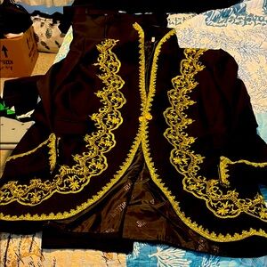 Black 3 pc suit with Gold Embroidery
